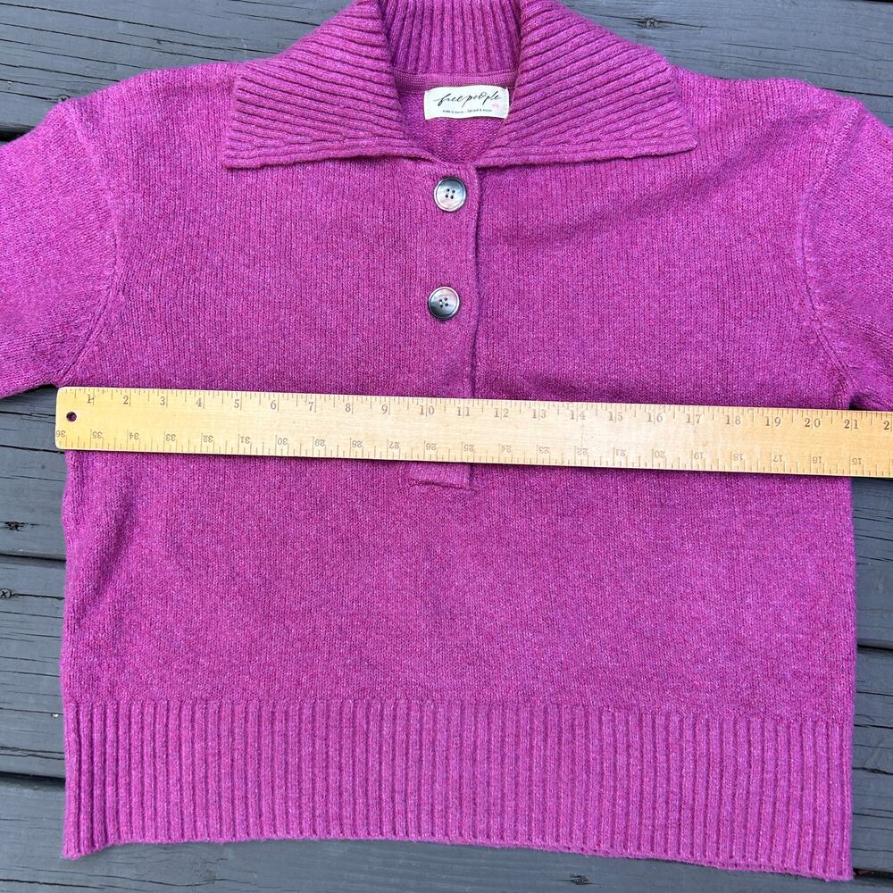Free People Trading Up Polo Sweater Magenta Haze Pink Cotton Blend Size Small - Picture 6 of 9